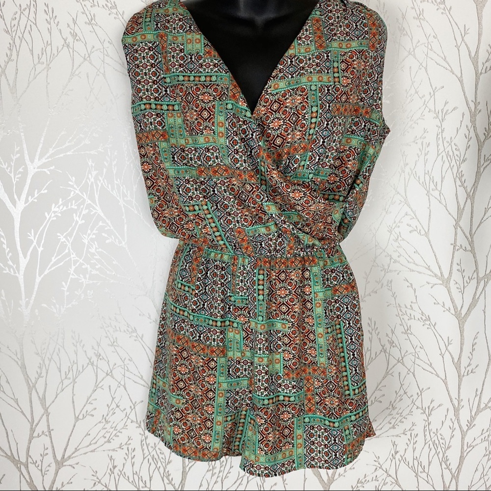 WHISPER Southwest Print Green Sleeveless Romper S